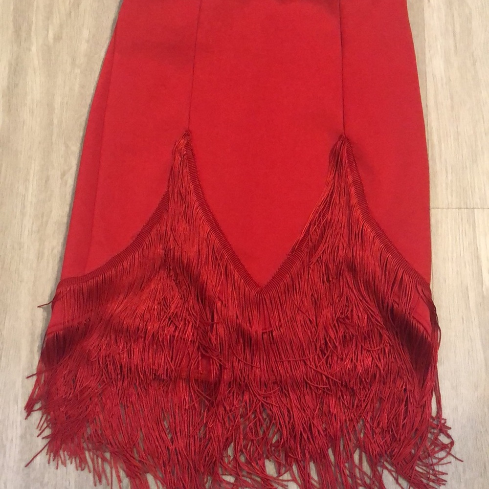 Beautiful bohemian sexy fringes red skirt !